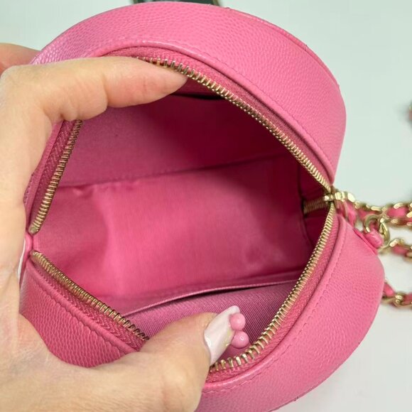 Chanel Pink Leather Round Shoulder Bag Crossbody - Picture 7 of 8